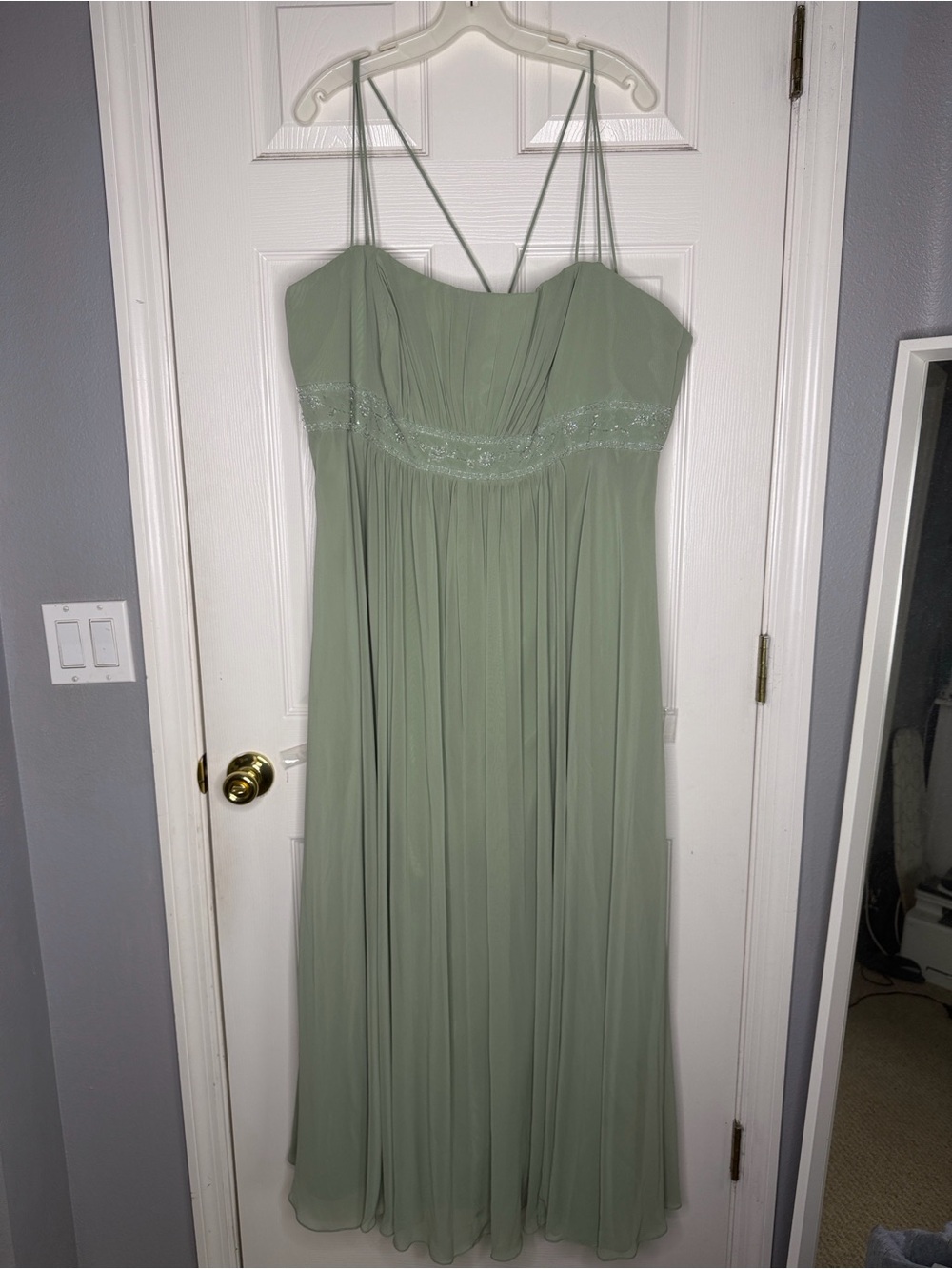 davids bridal sage green dress David's | Dresses | Bridal Chiffon Spaghetti Strap Size 2 dusty sage green color